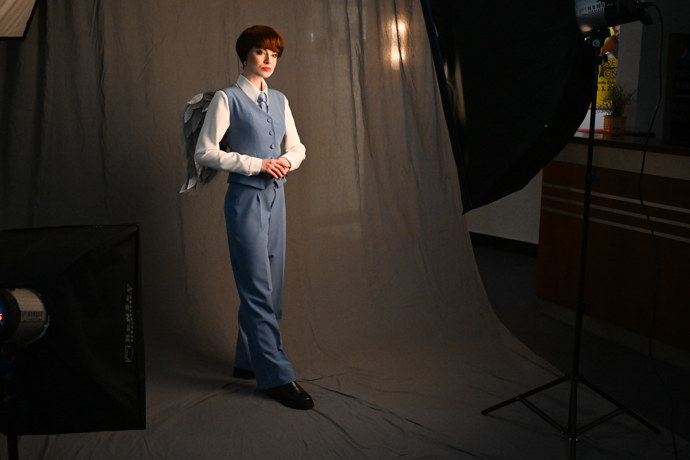 Michaela Pecháčková při focení programu k muzikálu Andělé.