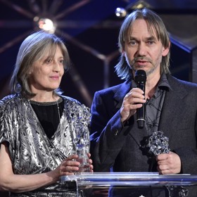 Irena Havlová při přebírání Českého lva.