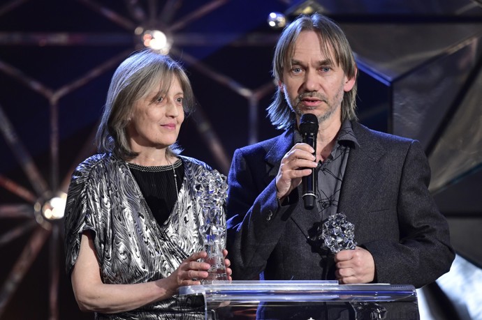 Irena Havlová při přebírání Českého lva.