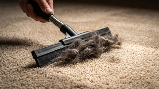 Přejeďte po čerstvě vysátém koberci touto gumovou stěrkou na okna: To, co z hloubi vláken mechanicky vyškrábnete, vás okamžitě vyvede z míry