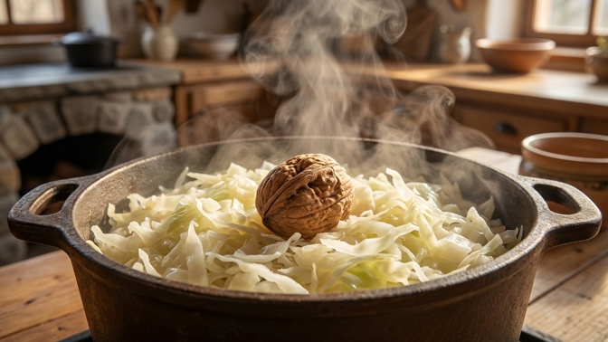 Jak vařit zelí bez zápachu? Přidejte do hrnce celý vlašský ořech