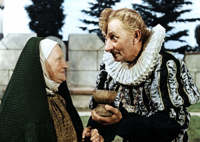 Terezie Brzková a Vlasta Burian v pohádce Byl jednou jeden král.