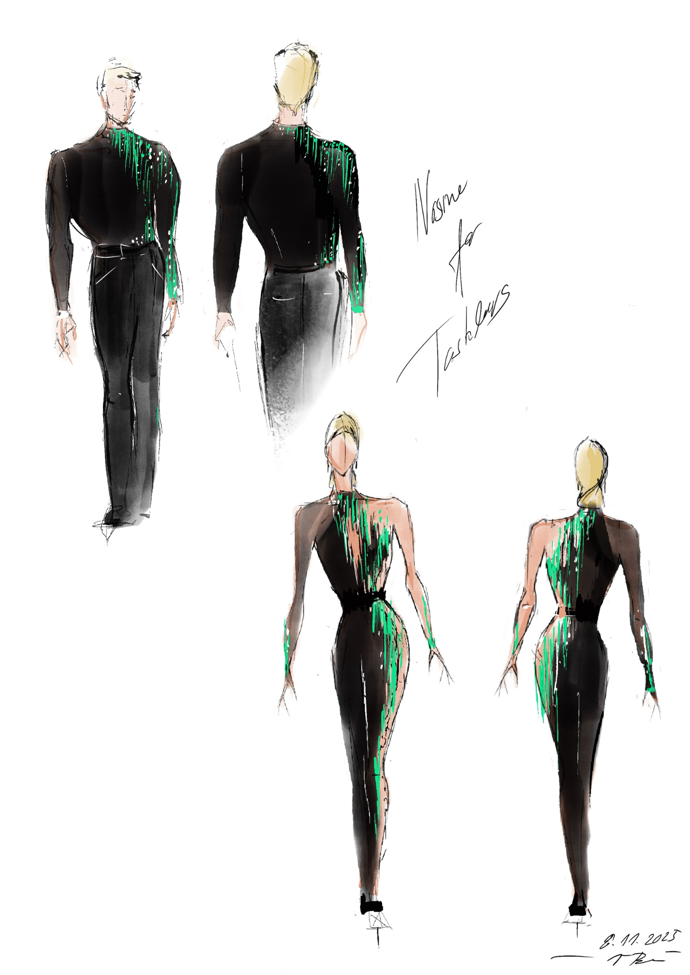 Pro sourozence Taschlerovy navrhla Kateřina Šmejkalová 2 sety kostýmů. Jeden je v duchu filmu Matrix...