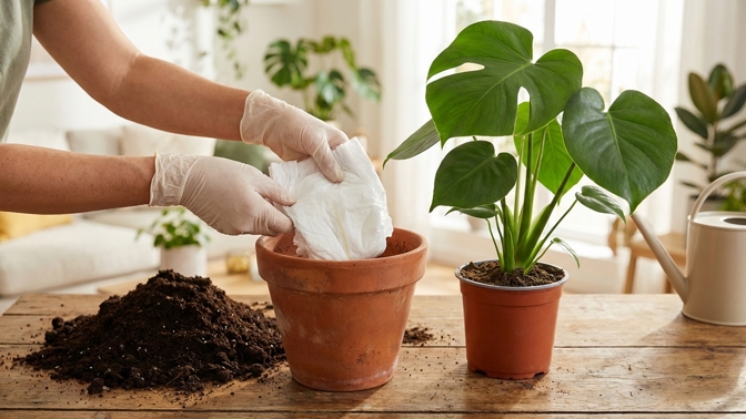 Proč dát na dno květináče dětskou plenu? Geniální trik zajistí vašim pokojovkám vláhu