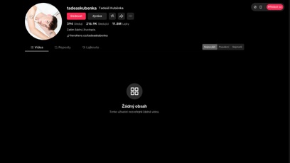 FOTO: Zcela prázdnotou aktuálně zeje i jeho populární profil na síti TikTok.