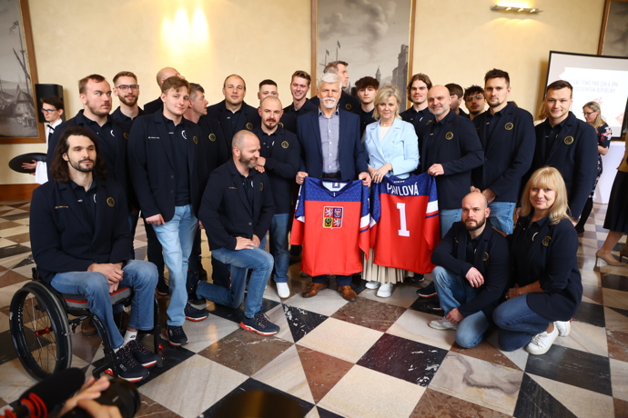 Čeští sportovci na pražském Hradě.