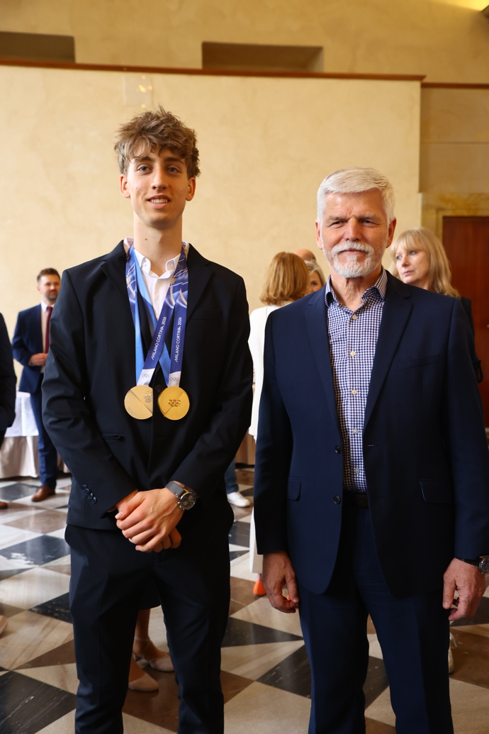 Rychlobruslař Metoděj Jílek a prezident Petr Pavel.