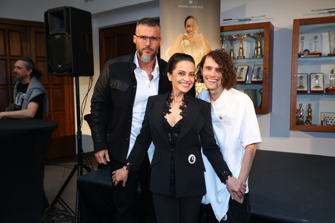 Lucie Bílá s partnerem Radkem a synem Filipem. 