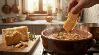 Nevyhazujte tvrdé kůrky od parmazánu: Tento zapomenutý trik z Itálie mi v kuchyni po letech nečekaně vrátil uznání celé rodiny