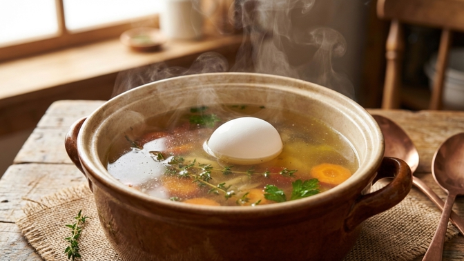 Čirý vývar bez kalu: Jak vaječné skořápky zachytí nečistoty při vaření