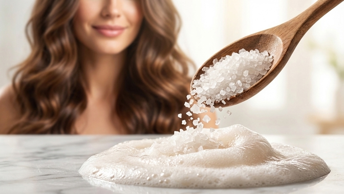 Sbohem mastné vlasy: Stačí lžíce soli v šamponu a váš účes bude zářit