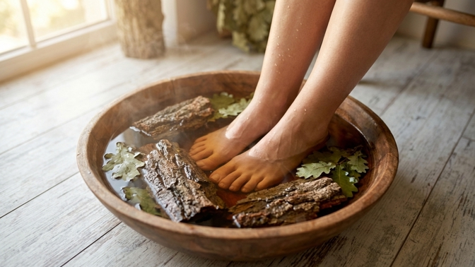 Nadměrné pocení nohou: Proč pomáhá 15minutová koupel v dubové kůře?