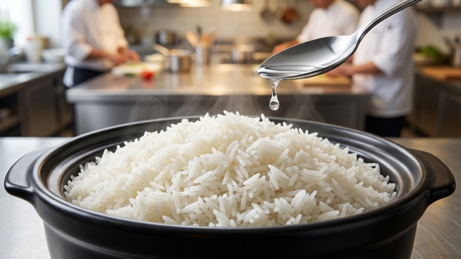 Rýže jako z nejlepší asijské restaurace: Lžička octa v hrnci udrží zrna nadýchaná