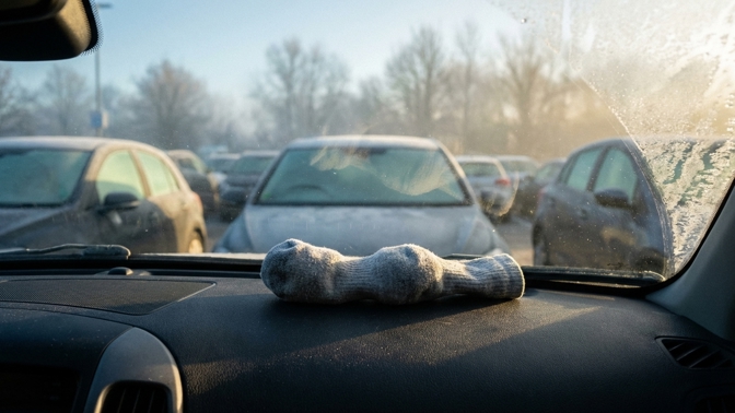 Ostatní řidiči budou ráno marně čekat na odmlžení oken, vy můžete hned jet: Stačí pod sedadlo v autě schovat starou ponožku