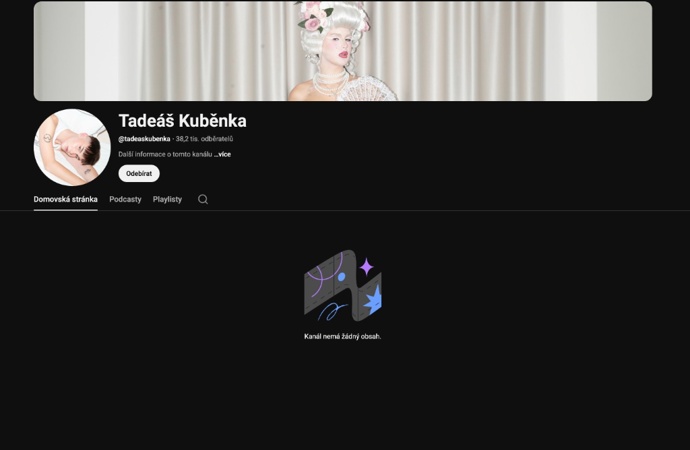 Ani na platformě YouTube už fanoušci nenajdou žádná jeho dřívější videa.