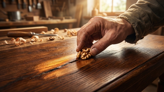 Péče o dřevěný nábytek: Jak funguje vlašský ořech na škrábance?
