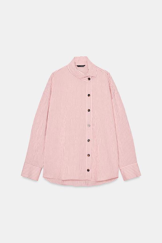 Košile s vysokým límcem a proužky, Zara, 699 Kč