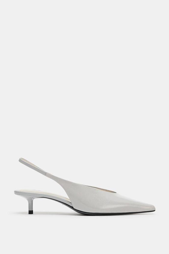 Kožené lodičky s volnou patou a tenkým podpatkem, Zara, 1299 Kč