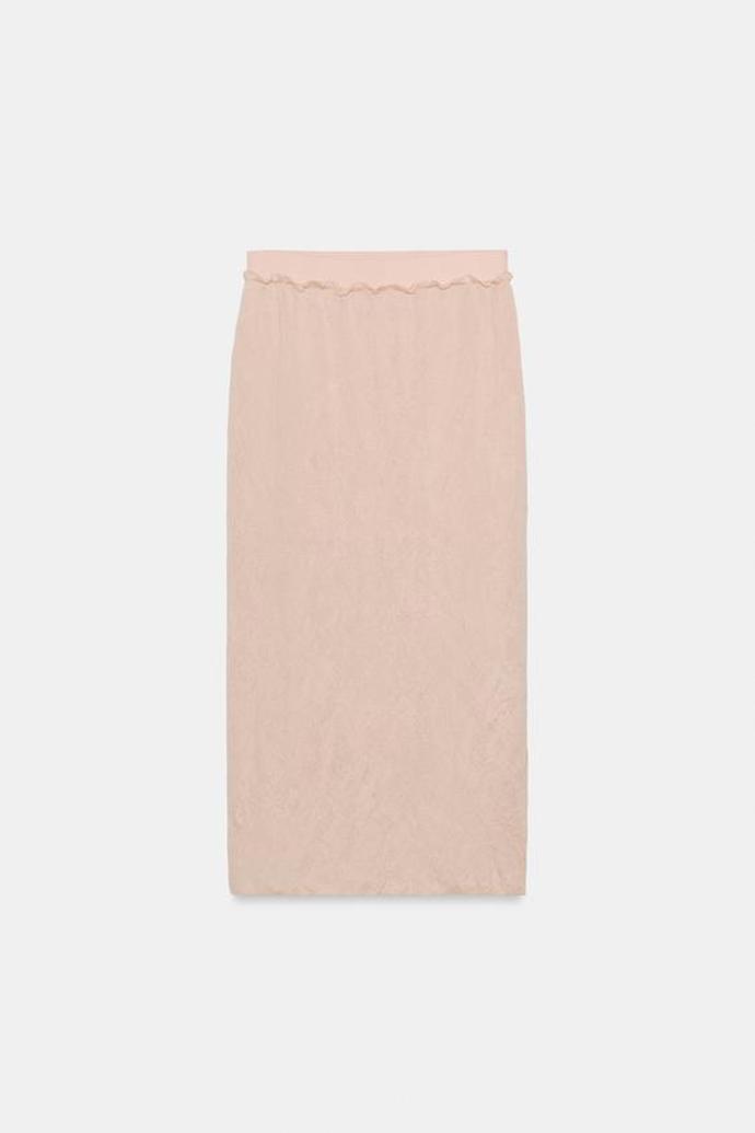 Midi sukně z pleteniny s vrásněným efektem, Zara, 849 Kč