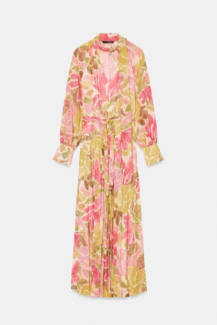 Šaty s květinovým vzorem a páskem, Zara, 1299 Kč