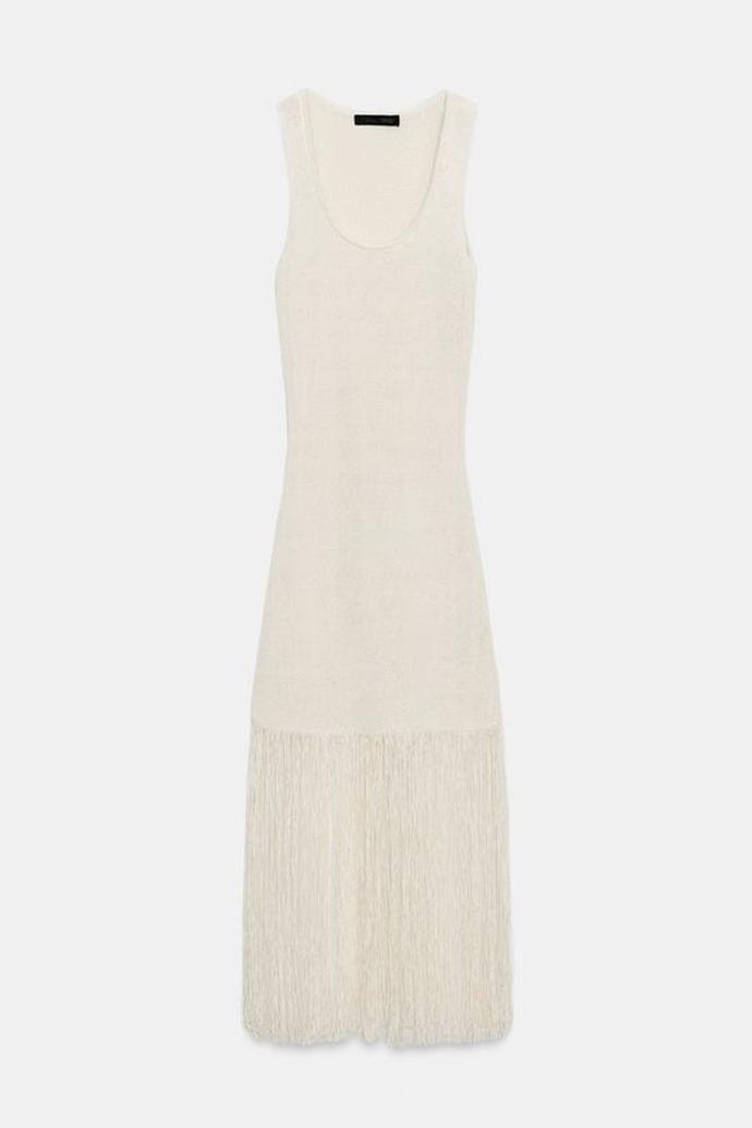 Úpletové šaty s třásněmi, Zara, 1199 Kč