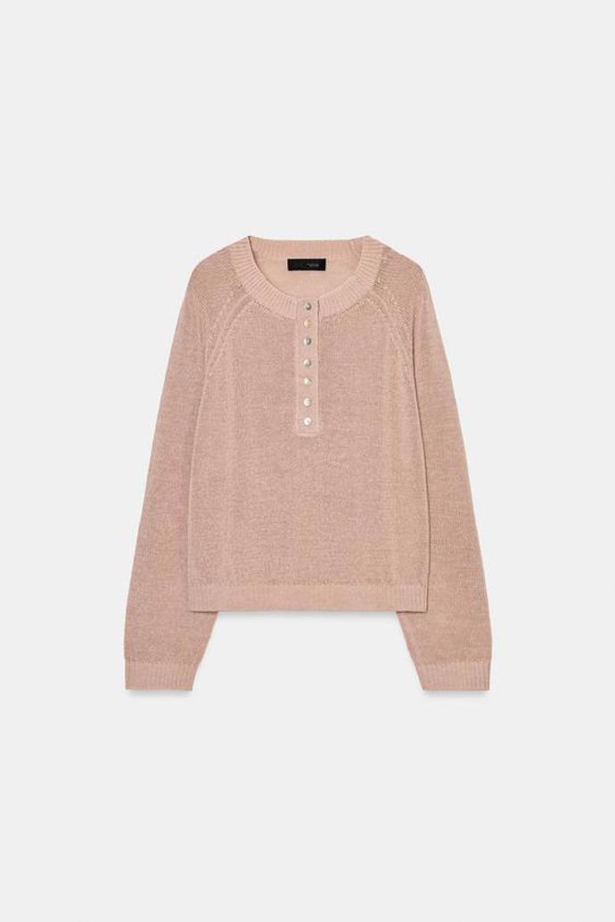 Úpletový svetr s knoflíky, Zara, 849 Kč