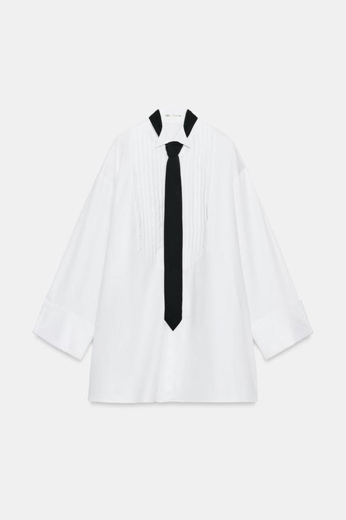Oversize košile s kravatou, Zara, 1499 Kč