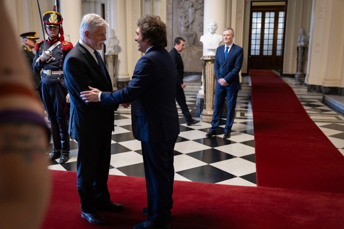 Prezident Petr Pavel s argentinským protějškem Javierem Milei. 