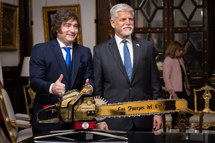 Prezident Petr Pavel s argentinským protějškem Javierem Milei. 