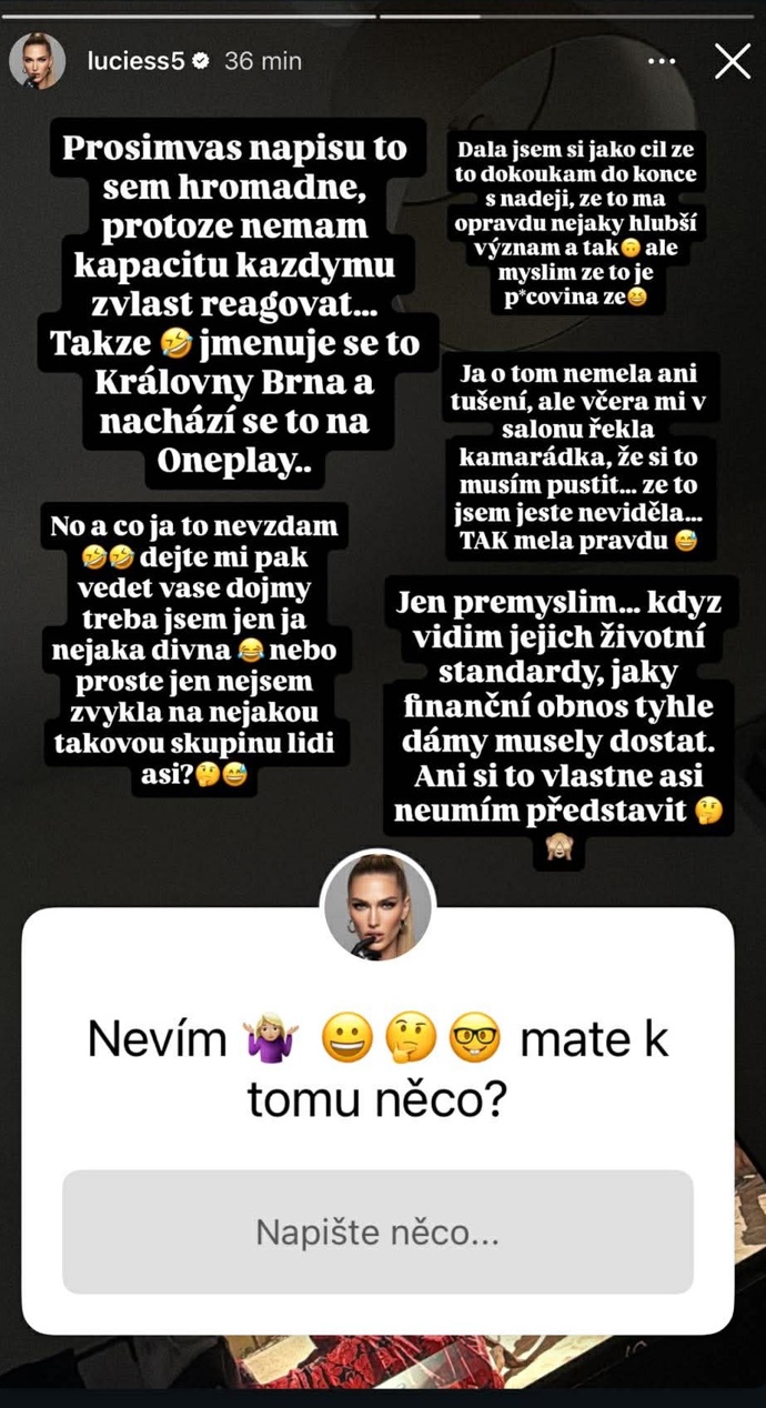 Lucie Široká se vyjádřila k nove reality show Královny Brna.