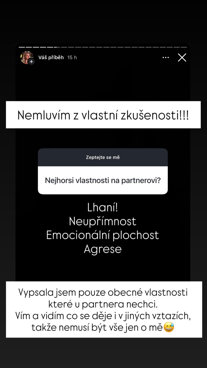 Ve svých odpovědích vyjmenovala nejhorší vlastnosti na partnerech.