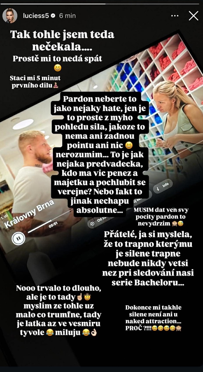 Lucie Široká zkritizovala novou reality show.