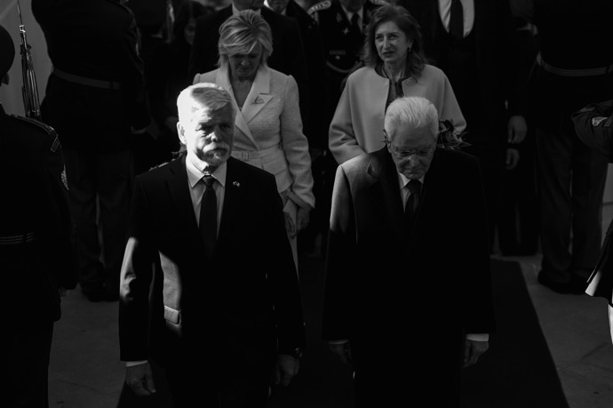 Petr Pavel přivítal italského prezidenta na Pražském hradě.