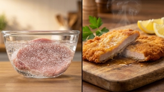 Než začnete obalovat řízky, namočte je na minutu do perlivé vody: Budou tak křehké, že se budou rozplývat na jazyku