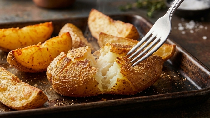 Křupavé pečené brambory s krupicí: Recept na nejlepší přílohu z trouby