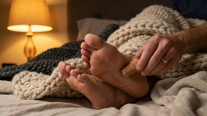 Máte nohy jako led? Zkuste večerní trik s korkem pro rychlé zahřátí