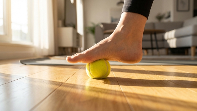 Bolí vás nohy? Zkuste uvolnění fascií pomocí tenisového míčku