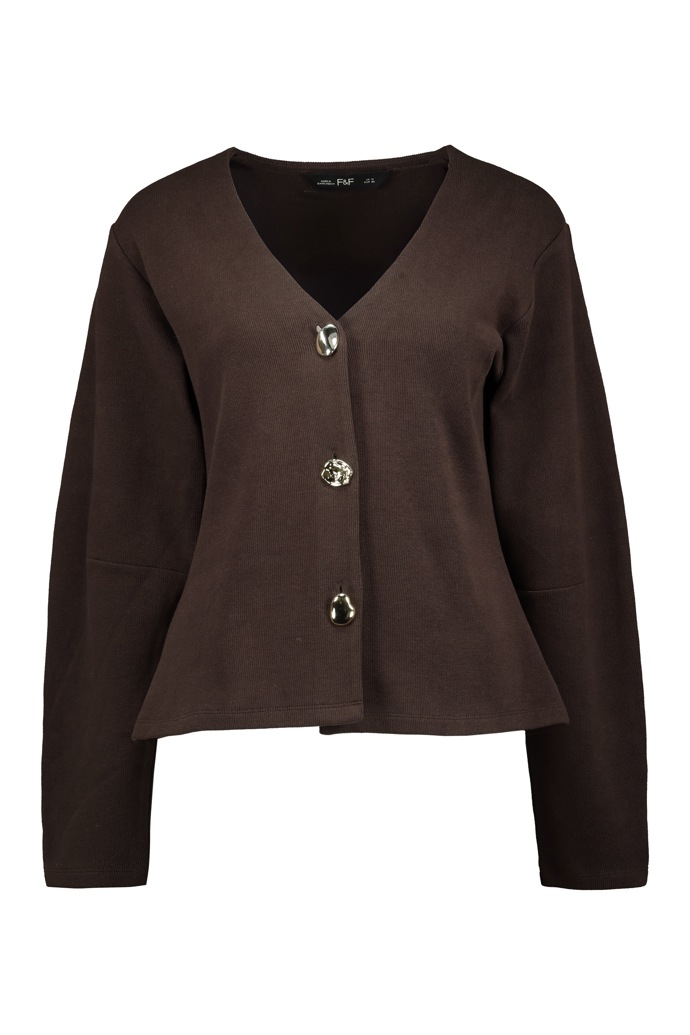 Hnědý kardigan s knoflíky, F&F, 599 Kč