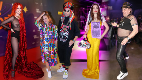 Nejšílenější modely z Cen Anděl: Odhalený pánský pupek, nahá ňadra v tylu i šaty ze závěsu