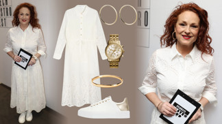 Ultramódní outfit Markéty Hrubešové pro 50+: Bílé košilové šaty jsou jarní hit, seženete je už od 359 korun