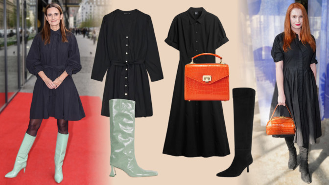 Černé šaty si žádají ultra barevný doplněk: Inspirujte se kozačkami Daniely Brzobohaté nebo zkuste kabelku