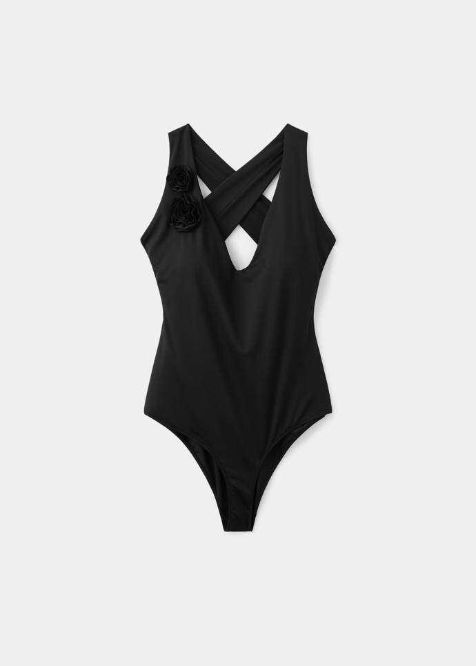 Plavky s květinovým potiskem a překříženými ramínky, Mango,, 1299 Kč