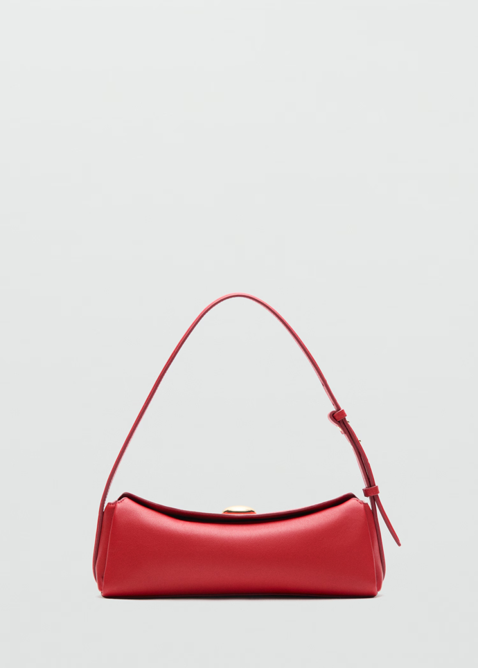 Kožená kabelka přes rameno s kovovým detailem, Mango, 2999 Kč