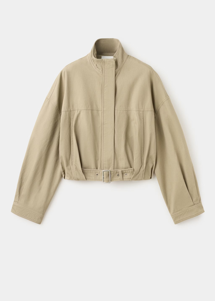 Džínová bunda s páskem, Mango, 1599 Kč