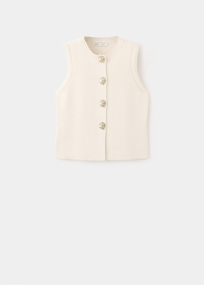 Úpletová vesta s kontrastním lemováním, Mango, 899 Kč