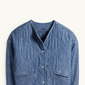 Džínová prošívaná oversize bunda, C&A, 998 Kč