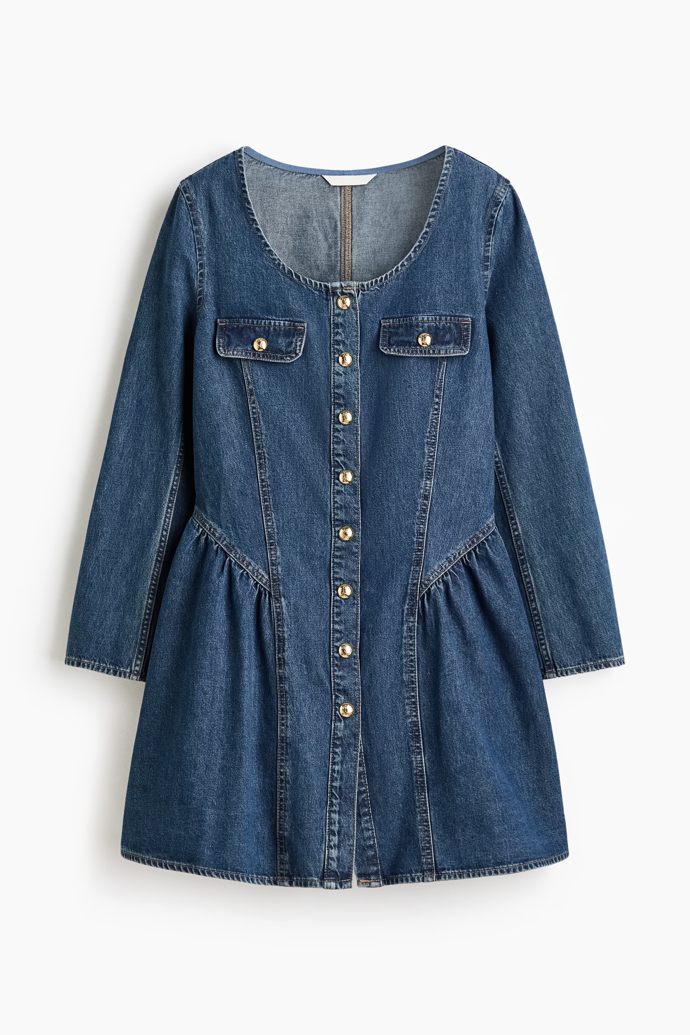 Džínové šaty s rozšířenou sukní, H&M, 1239 Kč