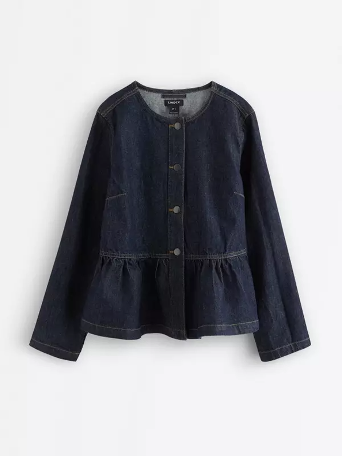Džínová bunda s volánem peplum, Lindex, 1199 Kč