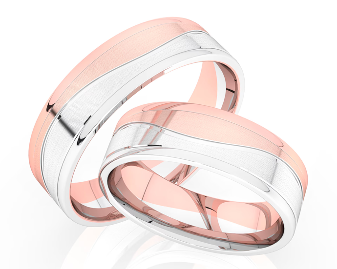Snubní prsteny z růžového a bílého zlata, Apart, 81 780 Kč