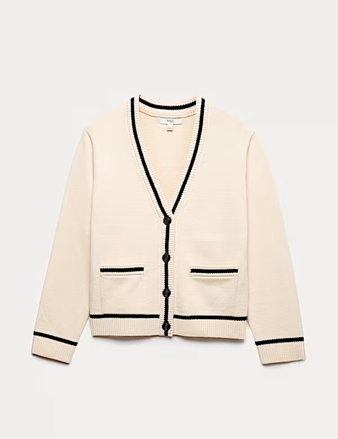 Kardigan s kapsami a vysokým podílem bavlny, Marks&Spencer, 999 Kč